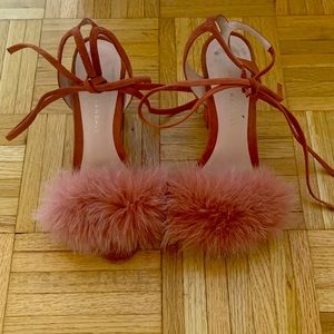 Loeffler Randall size 6.5 furry pink heels!